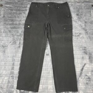 Duluth Trading Co Womens 16x31 Fleece Lined Cargo Work Pants Black Straight Leg
